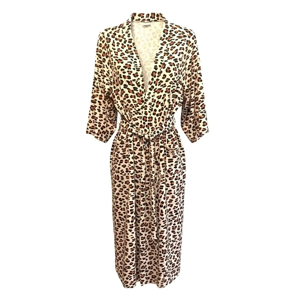 Milkmaid Goods Leopard Print Robe Sz Large - Picture 1 of 4